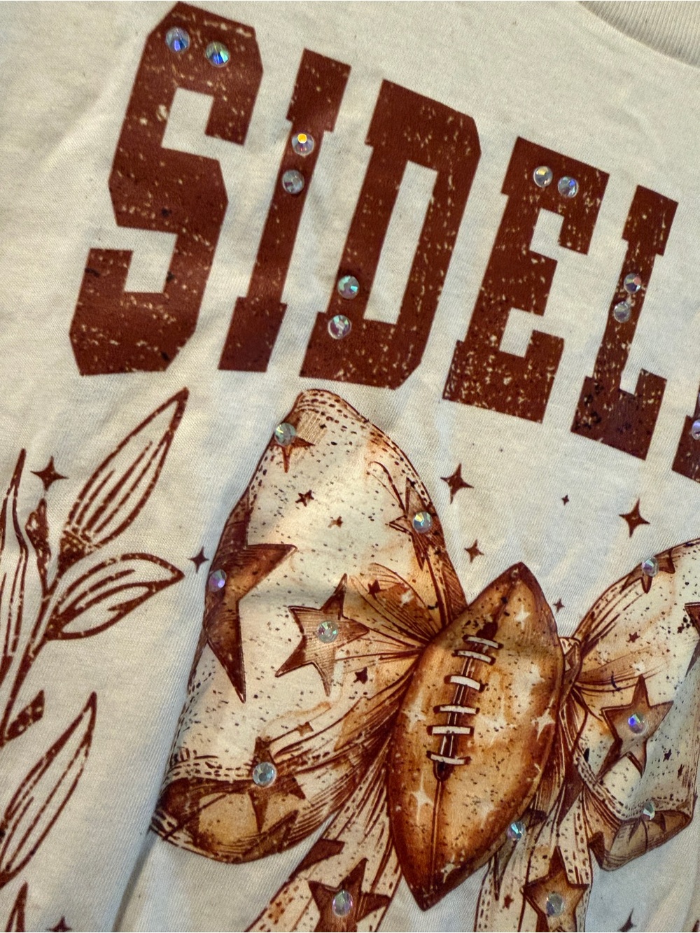 NWOT! Sz L Sideline Social Club Graphic rhinestone bling football 🏈 tee - Picture 2 of 3